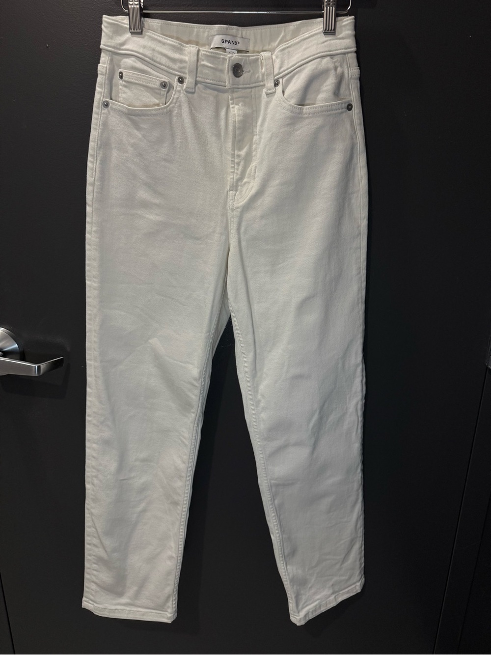 Spanx White High Rise Straight Leg Denim Jeans Size 10
